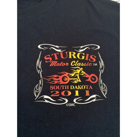 Sturgis Motor Classic South Dakota 2011 Navy Blue T Shirt Men's L Oldest Biggest - Picture 5 of 10